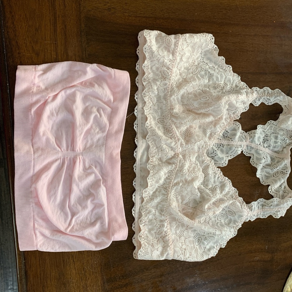 Jezebel Cream and Pink Lace Bandeau Intimates